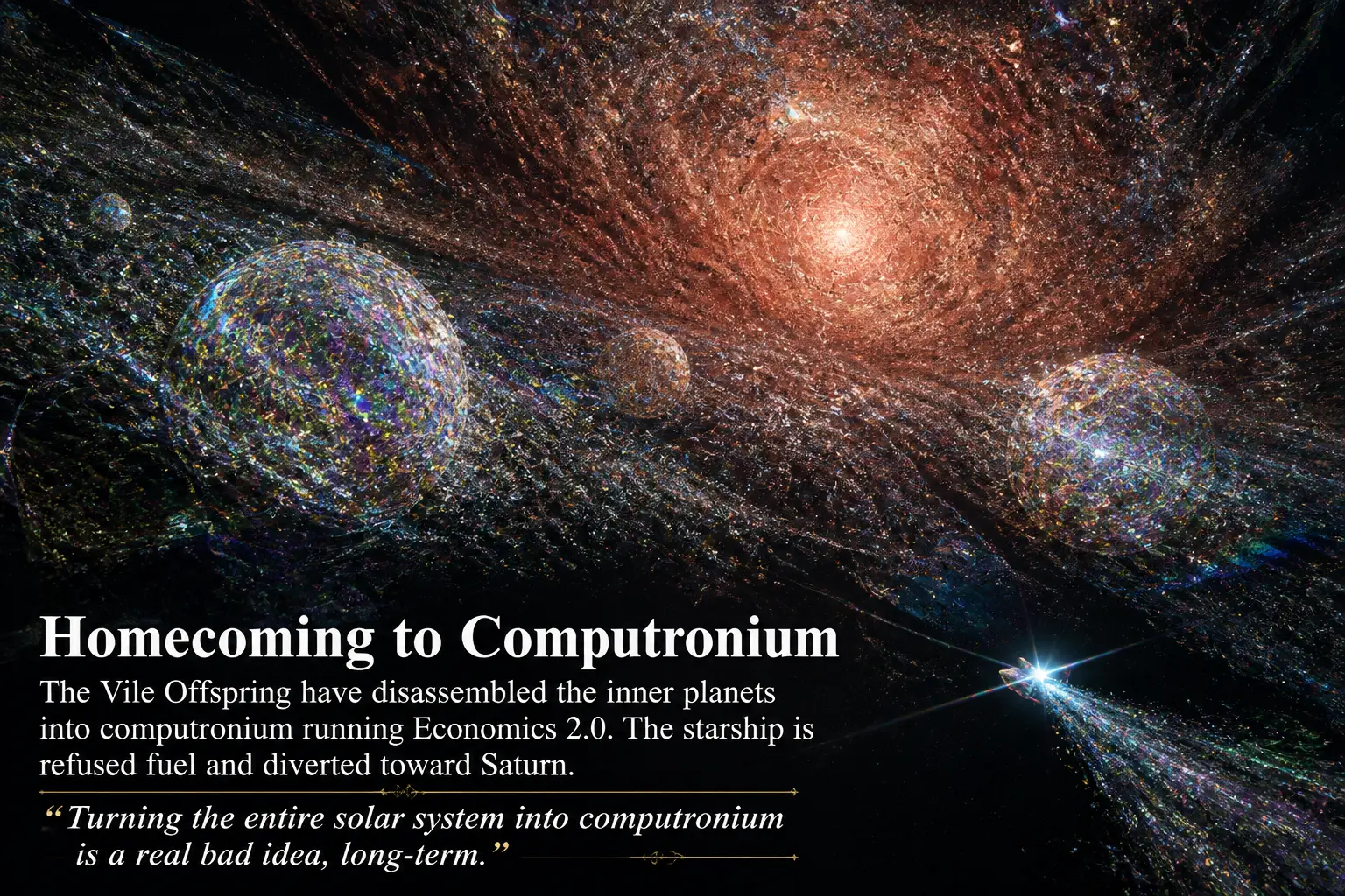 Low-quality slide: Homecoming to Computronium