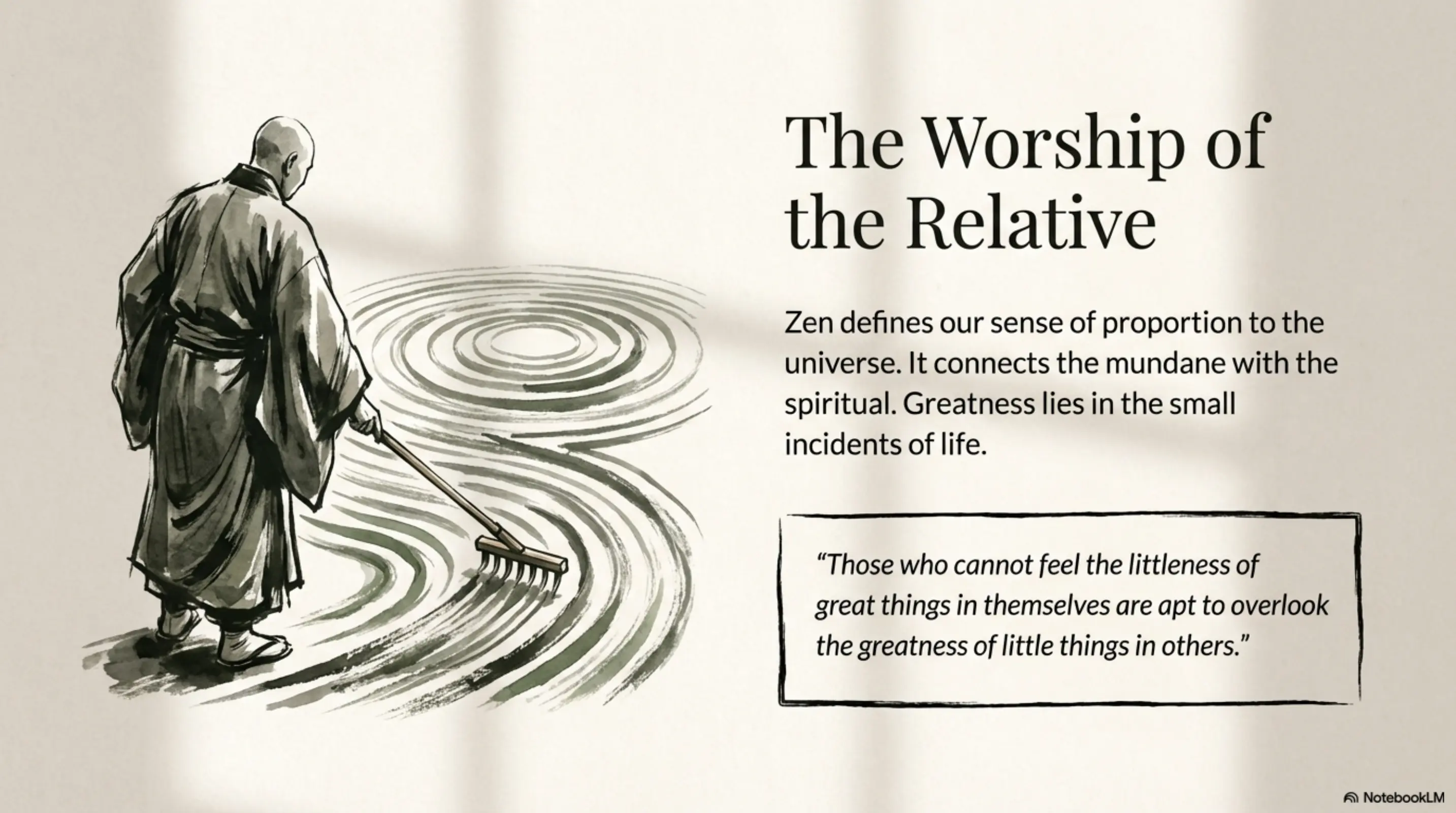 NotebookLM: Zen philosophy -- the mundane connected to the spiritual