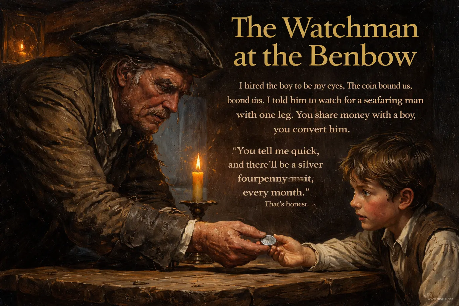 The coin bound us — Billy hires young Jim as his watchman at the Benbow