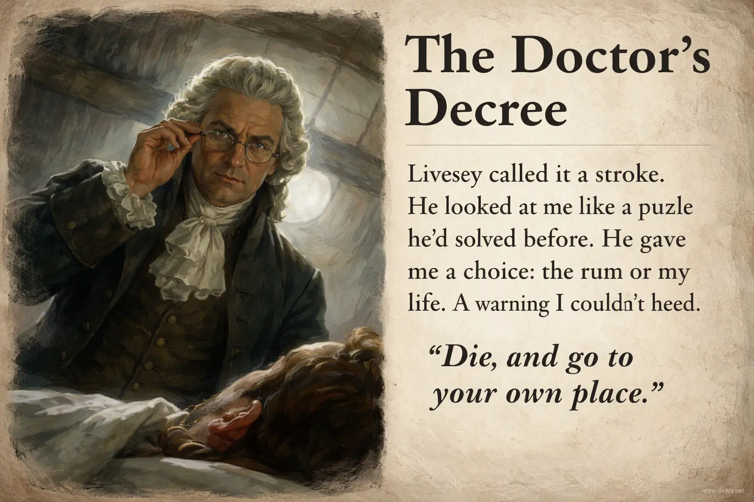 The doctor's decree — Livesey gives Billy a choice: the rum or his life