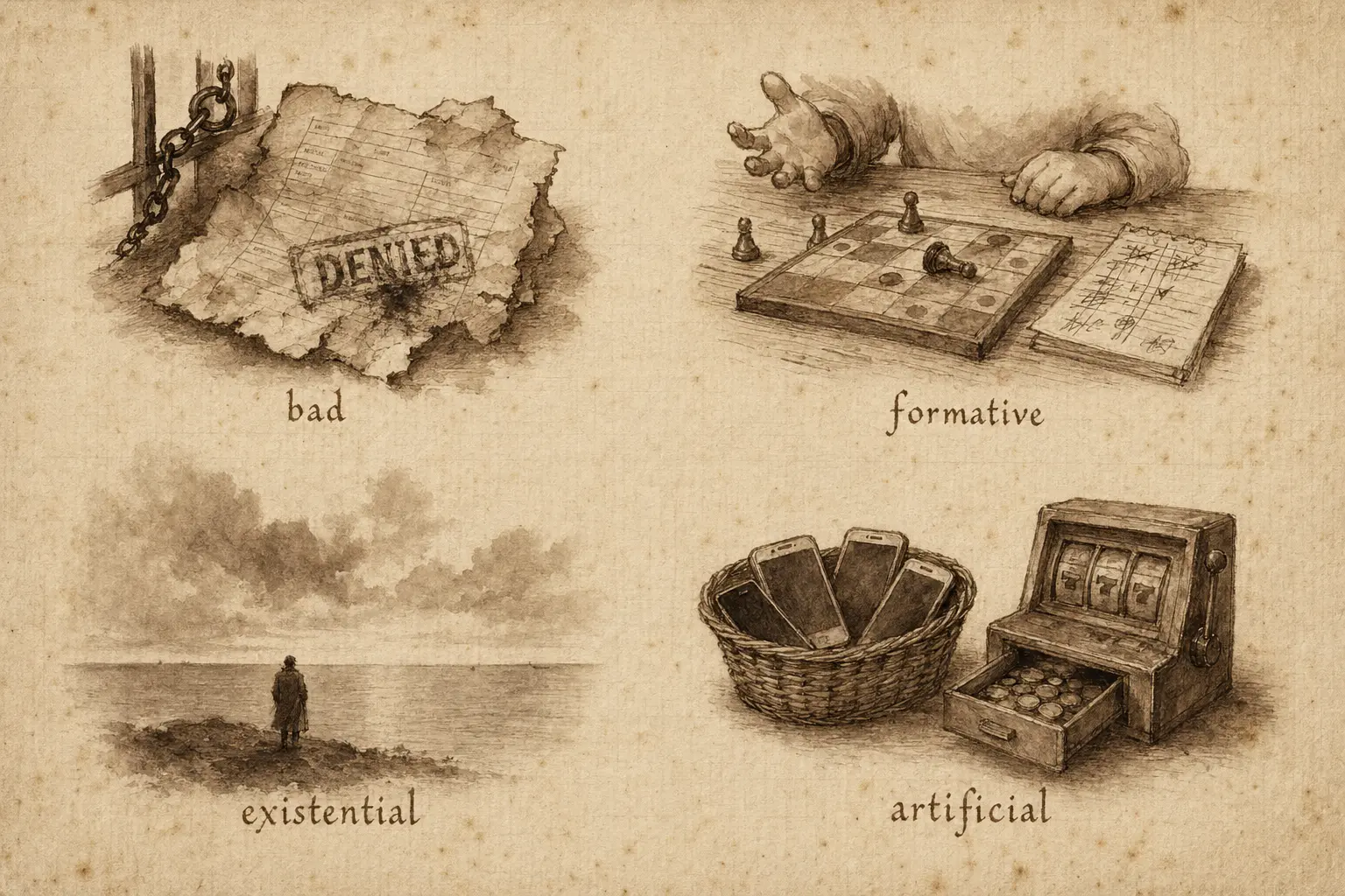 Bad, formative, existential, artificial — four kinds of resistance between desire and result.