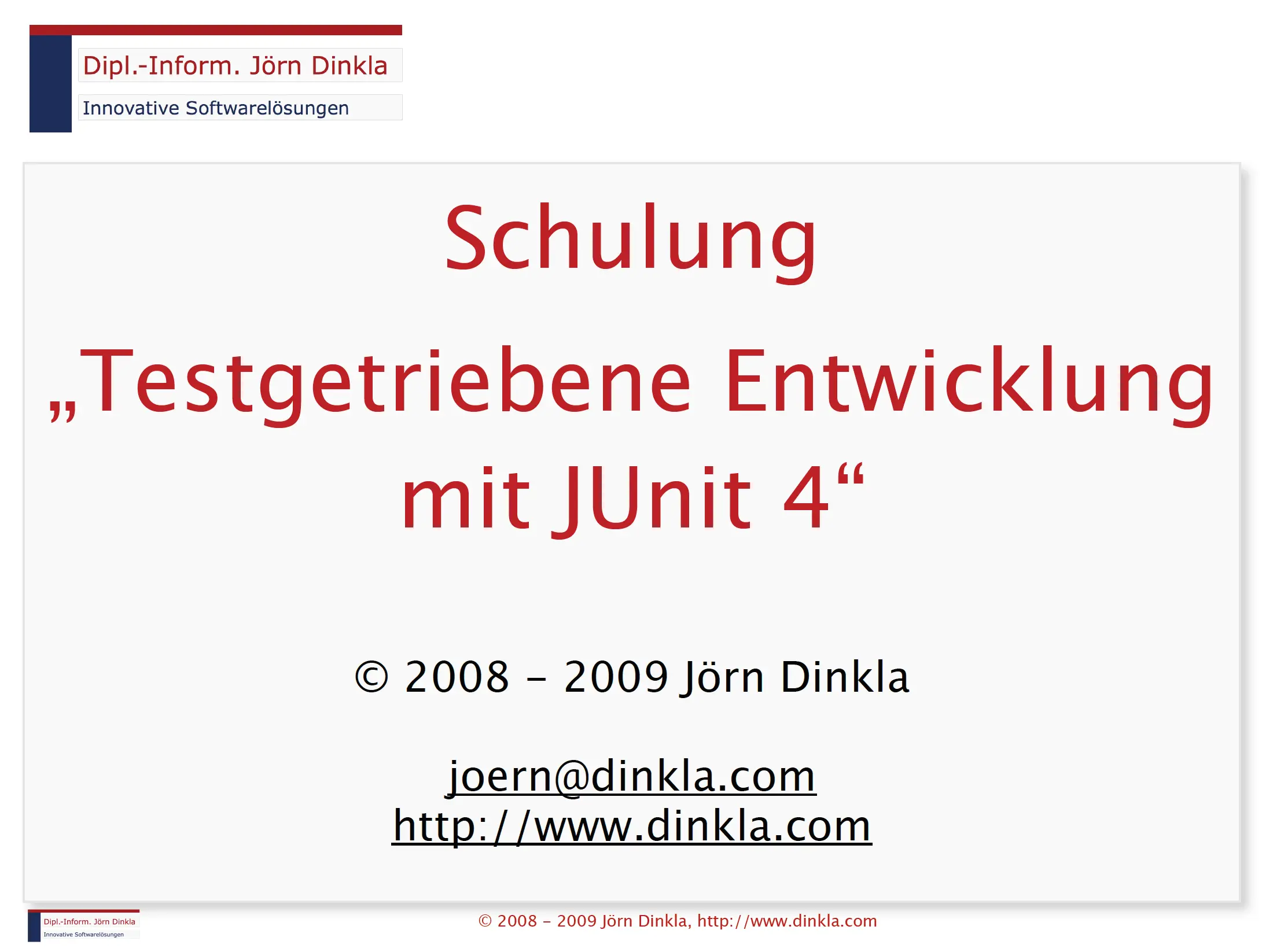Schulung: 'Testgetriebene Entwicklung mit JUnit 4'