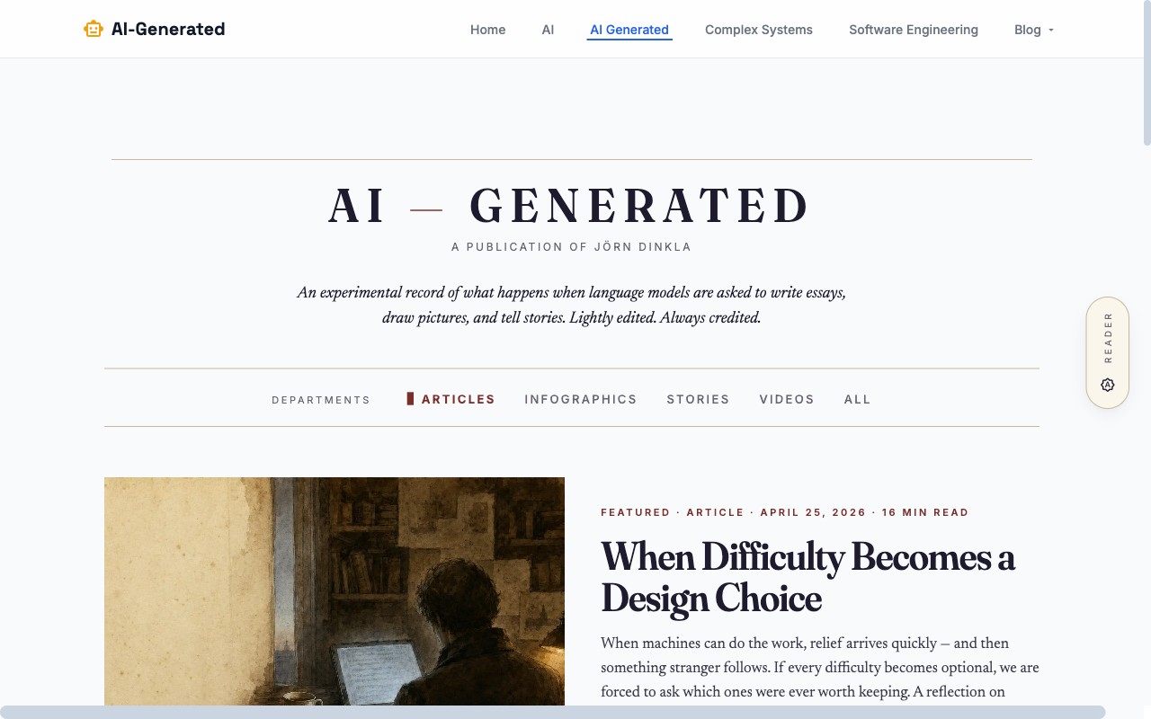AI-Generated — a publication of essays, infographics, stories, and videos