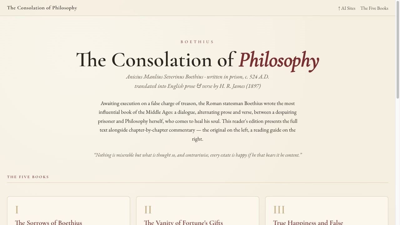 The Consolation of Philosophy — a reader's edition of Boethius