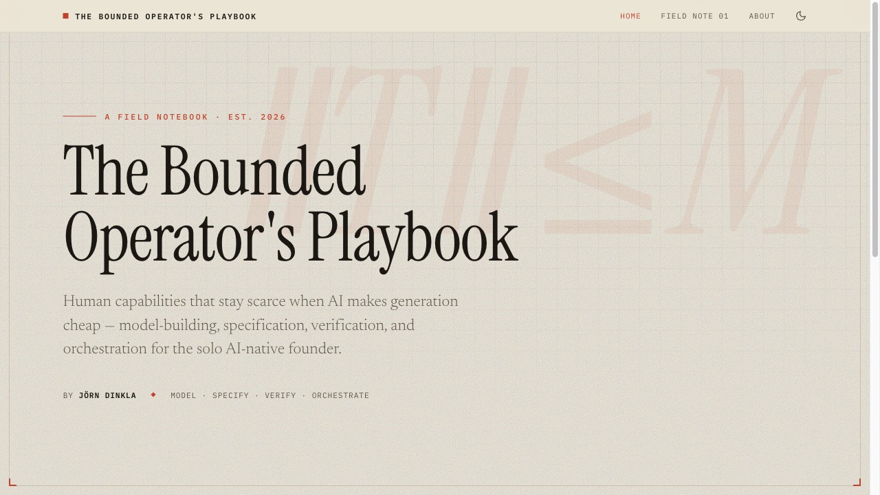 The Bounded Operator's Playbook — human capabilities that stay scarce when AI makes generation cheap