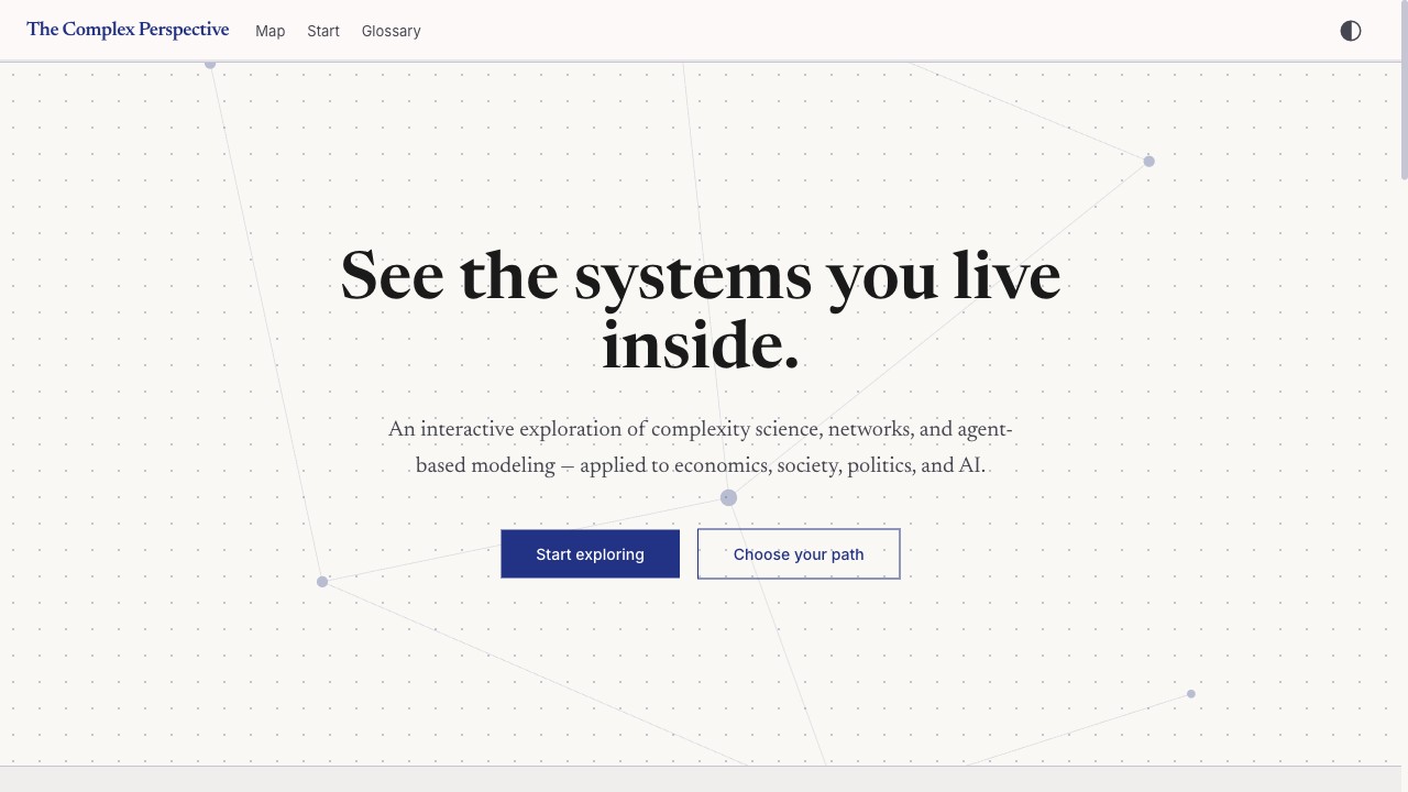 The Complex Perspective — an interactive web experience on complexity science, networks, and agent-based modeling