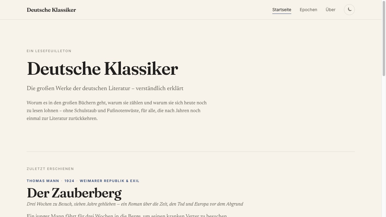 Deutsche Klassiker — die großen Werke der deutschen Literatur, verständlich erklärt