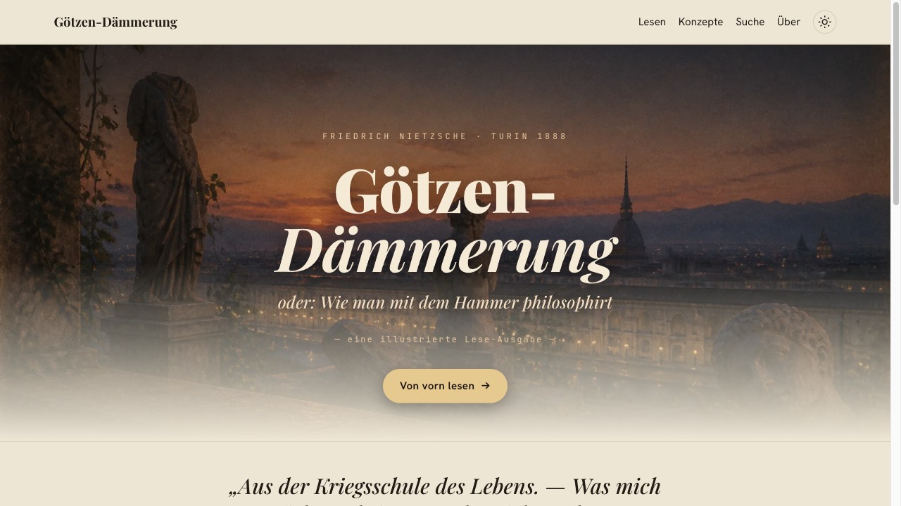 Götzen-Dämmerung — eine illustrierte Lese-Ausgabe von Nietzsches Götzen-Dämmerung (1888)