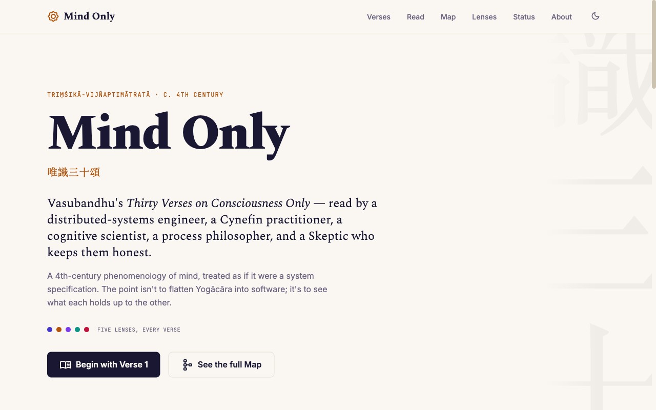 Mind Only — Vasubandhu's Thirty Verses on Consciousness Only