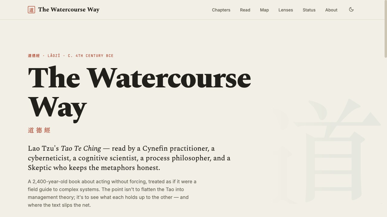 The Watercourse Way — a systems reading of Lao Tzu's Tao Te Ching